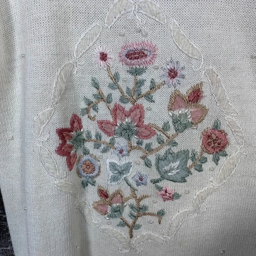 Vintage Shenanigans Knit Floral Pullover‎ Sweater Cottagecore Women's Medium